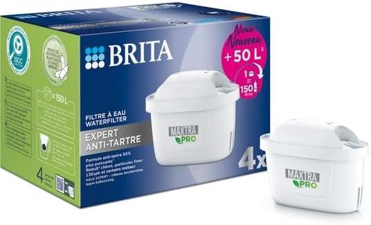 BRITA Maxtra Pro Expert wkłady filtrujące zapobiegające osadzaniu się kamienia 50% wydajniejsza formuła przeciw osadzaniu się kamienia redukuje również chlor, drobne cząstki 30 µm i niektóre