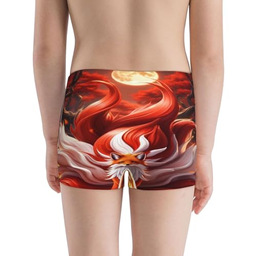 Boys' Cotton Boxer Brief Soft Underwear-Red Leaf Flame Fox3