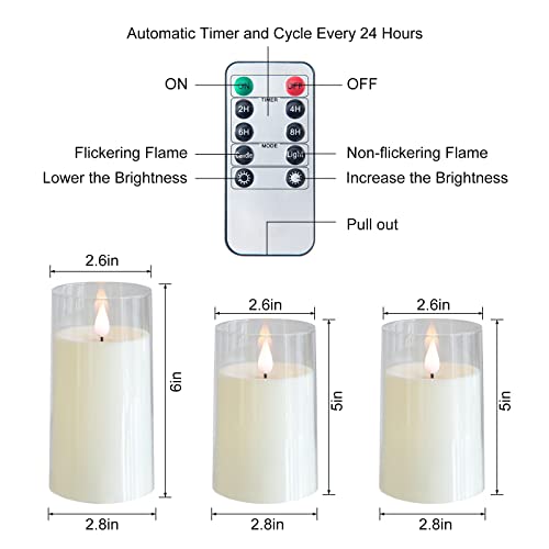 Flameless Candles With Remote, Battery Operated Candles (Set Of 3, 5" 5" 6"), Pillar Candles Flickering Led Candles With Timer Fake Candles That Look Real For Halloween Decor Dining Table, Ivory White #TOP1