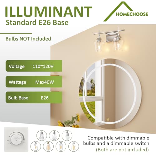 Image of Vanity Bathroom Light, 2-Light Bathroom Light Fixtures Over Mirror, Silver Vanity Lights for Bathroom with Clear Glass, Modern Wall Lamp for Cabinet Hallway, Bedroom