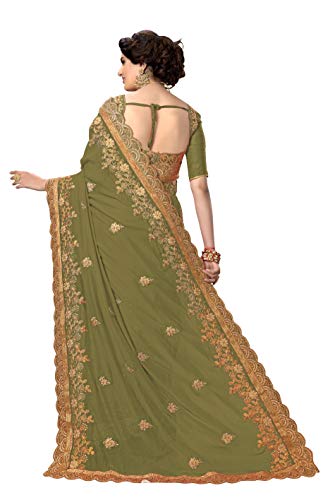 Image of Nivah Fashion Women's Silk Heavy-Embroidery work sari With Blouse piece K810