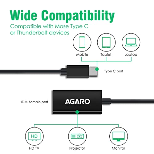 Image of AGARO Type-C 3.1 to HDMI Converter, Portable, 0.2 Meters, Compatible for MacBook Pro, Laptop, PC and More Type C Devices
