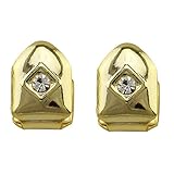 Psivika Juego de 2 tapas chapadas en oro con diamantes grandes para tus dientes, para hombres y mujeres, regalo de joyería hip hop, M, Metal, estrás