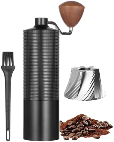 Manual Coffee Grinder with 6-Pointed Steel Core, Adjustable Grind Size, Ergonomic Handle, Portable Burr Coffee Grinder for Home, Travel, Office and Camping, Hand Coffee Grinder for Fresh Beans