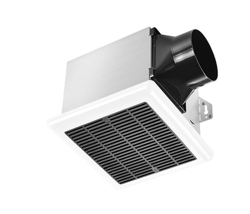 Extractor para baño con luz LED, 80 CFM, 1,5 sones, montaje en techo, diseño moderno negro, certificado ETL