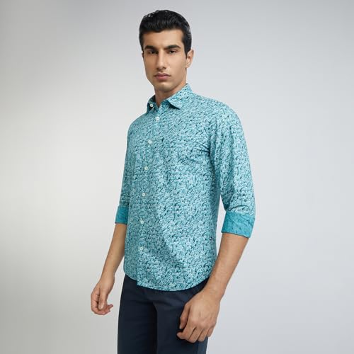 Image of Parx Men's Pure Cotton Print Pattern Slim Fit Semi Cutaway Collar Full Sleeve Casual Shirt
