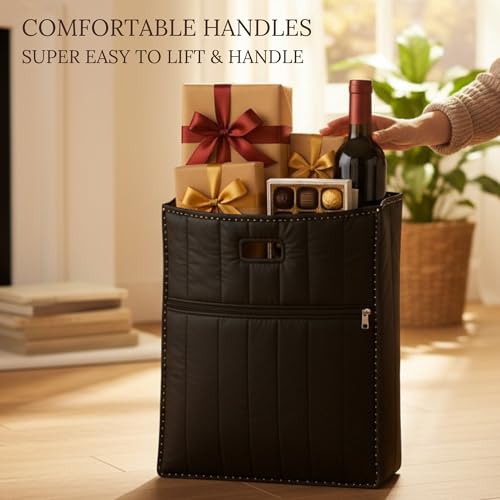 Image of Heavy Duty Waterproof Grocery Bag | Reusable Shopping Tote for Vegetables, Fruits, Kitchen Essentials | Eco-Friendly Jhola Carry Bag with Full Handles - Black