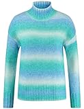 Bequeme Passform Gerry Weber Damen Pullover mit Stehkragen und Wollanteil Langarm gestreift Grün/Blau Druck 44