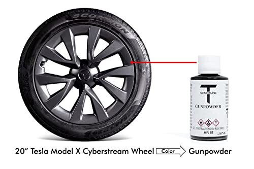 T Sportline Tesla Wheel Touch Up Paint For Gunpowder Gray (Satin) 20” Model 3 Uberturbine/Sport/Zero G, 21” Model Y Uberturbine/Performance, 21” Model S Arachnid, 22” Model X Turbine Wheel/Rim #TOP6