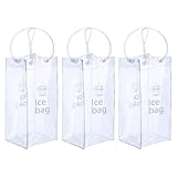 Zeiwohndc 3-teilige Wiederverwendbare Eisbeutel, PVC Konstruktion, schnelle Kühlung, tragbare Kühltasche für Wein, Champagnerflaschen und Getränke, PVC Weinkühlertasche