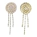 Rhinestone Nipple Cover Pasties Sticky Boobs Bra Chest Stickers Accessory Jewelry for Women,Round Shape with Tassel Gold