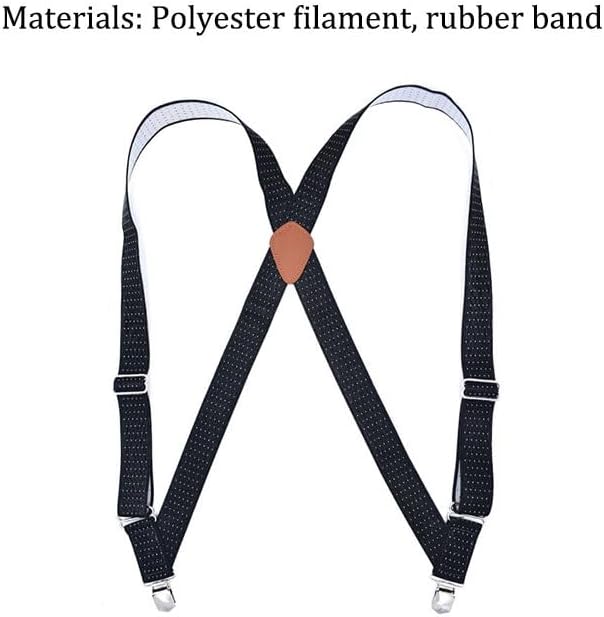 Polyester Filament Men's Shoulder Strap Casual Pants Sling Belt Two Clips Dots Suspenders