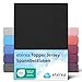 Produktbild etérea Jersey Topper Spannbettlaken 180x200-200x200 cm Schwarz für 5-10 cm Steghöhe 100% Baumwolle - Oekotex Spannbetttuch Matratzen Bett Bezug - Bettlaken 180x200cm - 200x200cm Black