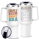 OneGemn Soccer Mom Tumbler with Handle,Soccer Mom Gifts - 40 oz Football Moms Drinking Cup with Lid and Straw - Insulated Football Moms Cup Gifts for Mothers Gift for Birthday Mother Day Christmas