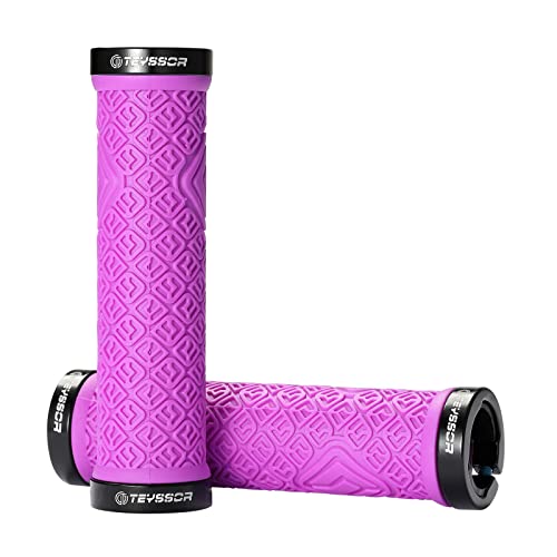 Teyssor Bike Grips, Mountain Bike Handlebar Grips with Aluminum Double Lock for MTB BMX Bicycle