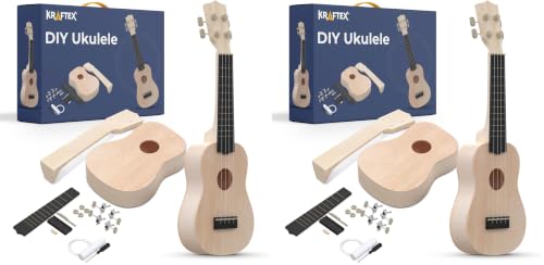 Image of DIY Ukulele Kit - Build Your Own Guitar with 21-Inch Soprano Ukelele Kit, Includes 33 Pieces Make Your Own Ukulele Acoustic Guitar DIY Projects (Pack of 2)
