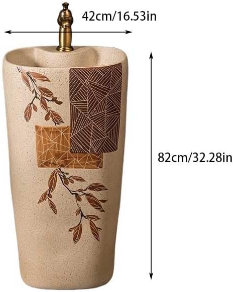 Bathroom Countertop Vessel Sink Home Balcony Column Sink Wash Basin Ceramic Hotel Pedestal Sink Vanity