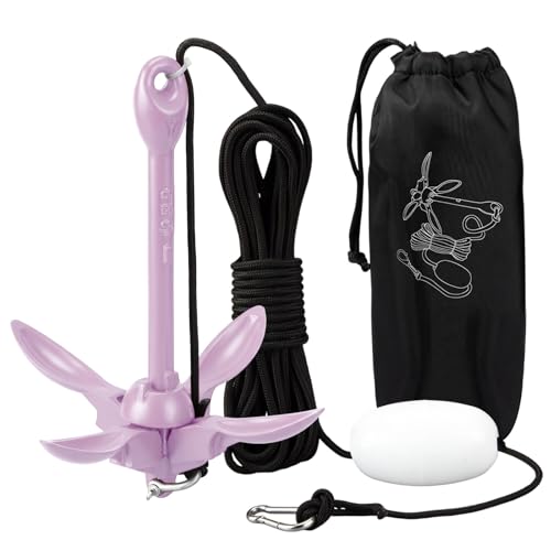 Image of MorningRo 1 Pack 1.5 /3.5 lb Marine Kayak Anchor Kit with 40ft Rope and Buoy Folding Grapnel Boat Anchor Kit Kayak Fishing Accessories for Small Boats, Canoe, SUP Paddle Boards