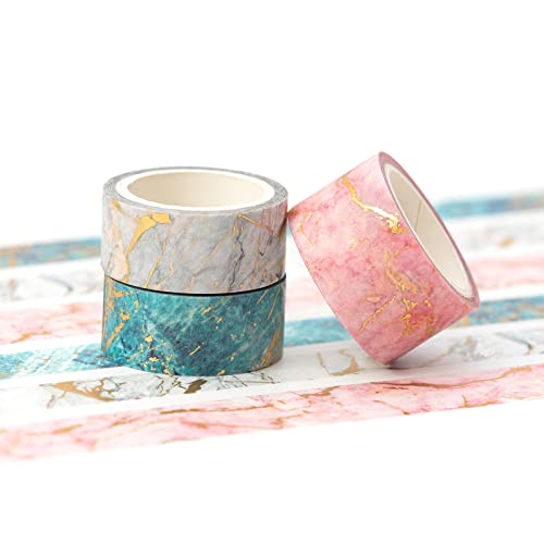 Yubbaex Gold Veins Washi Tape Gorgeous Foil Masking Tape Set Decorative For Arts, Diy Crafts, Journal Supplies, Planners, Scrapbook, Card/Gift Wrapping (Marbling Patterns) #TOP1