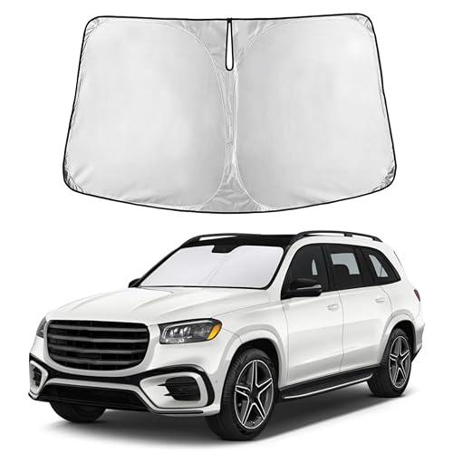 Image of Autovir Windshield Sun Shade Fit for 2020-2024 2025 2026 Mercedes Benz GLS | Sunshade, Front Car Window Shades Sun Visor, Blocks UV Rays & Heat, Car Accessories