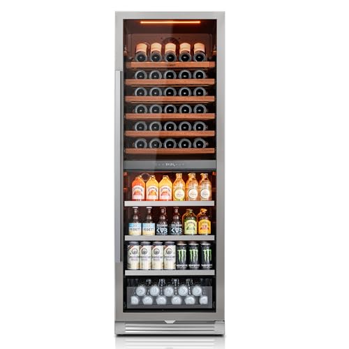 Image of Ca'Lefort Wine Fridge Dual Zone, 185 Can and 77 Bottle 24 Inch Wine Cooler Refrigerator, 34-65F Fridge with Glass Door, 3 LED Built-in /Freestanding Fridge for Bar /Kitchen /Resterant (Right-Hinged)