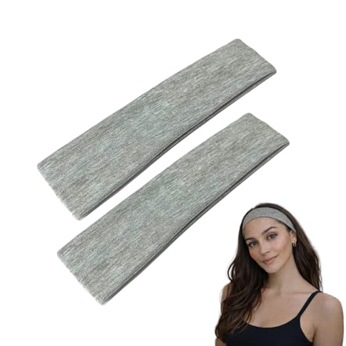 Image of WESTEND CHOICE 5cm Wide Headbands 2 Pack Plain Stretchy Kylie Head Band Bandeau Unisex Headbands for Women & men Soft Hair Band Gym Exercise Yoga Headband (Grey)