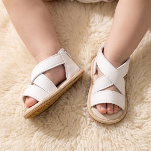 Image of Babelvit Infant Baby Girl Boy Sandals Comfort Premium Summer Outdoor Casual Beach Shoes with Flower Bowknot Anti Slip Rubber Sole Newborn Toddler Prewalker First Walking Shoes