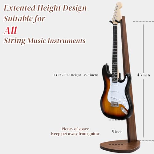 Onmiwod Guitar Stand, Wood Guitar Stands for Acoustic Guitar, Wooden Guitar Stand Floor, Handing Guitar Stand for Electric Guitar, Acoustic, Banjo, Bass, Ukulele, Gift for Guitar Player Men Boy