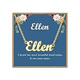 Ldurian Name Necklace Personalized - Ellen Customized Name Plate Necklace - 14K Gold Plated Dainty Name Necklaces Birthday Jewelry Gift for Teen Girls