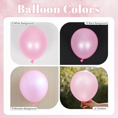 Image of 60pcs Pink and White Balloons 12inch with Clear Pastel Pearl Pink Balloons for Wedding Bridal Baby Shower Shower Birthday Party Decorations