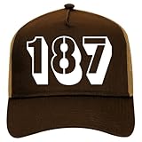 Kings Of NY 187 Police Code Retro Adult 5 Panel Mesh Trucker Hat Brown