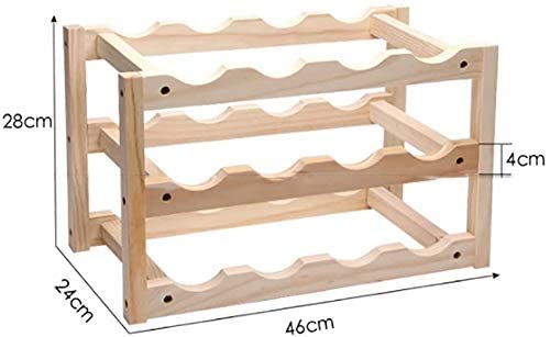 Soporte para 12 botellas de vino de madera maciza color natural miniatura 2