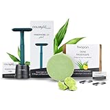 COLORglide® Premium Rasierhobel Set Damen & Herren | Rasierset inkl. Rasierhobel Damen & Herren, Rasierhobel Ständer, BIO Rasierseife mit Zitronengras und 15 Rasierklingen | Geschenk Set inkl. eBook