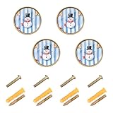 EtherSpher Manopole decorative personalizzabili per armadietto, motivo pan di zenzero e pupazzo di neve, colore blu reale, 32 mm, per camera da letto, confezione da 4