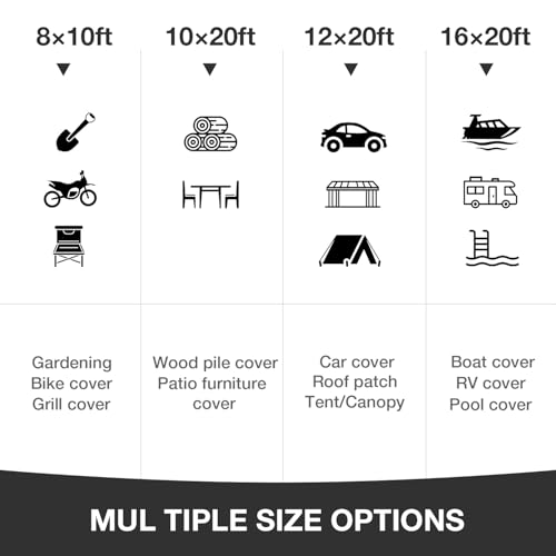 Image of Pattiumo Tarp Waterproof 8 X10 FT 14 Mil Heavy Duty Tarp Multipurpose Tarps Heavy Duty Waterproof Protective Cover UV All Weather Resistant for Shelter Camping, Green /Brown