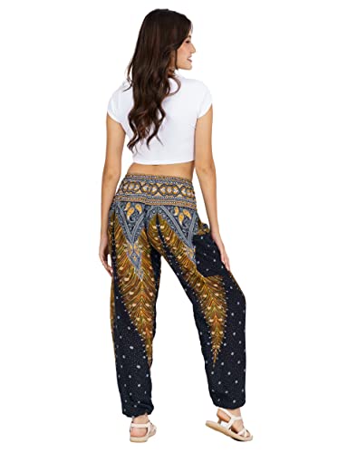 Lofbaz Harem Pants For Women Yoga Boho Hippie Clothing Womens Palazzo Bohemian Pajama Beach Indian Gypsy Genie Clothes Peacock Black M #TOP1