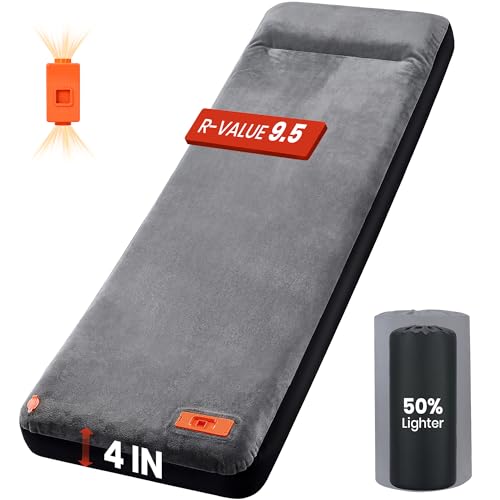 Self-Inflating-Sleeping-Pad-with-Electric-Pump-4-Ultra-Thick-Foam-Sleeping-Mats-for-Camping-with-Built-in-Pillow-95-R-Value-4-Season-Camping-Mattress-Pad-for-Cot-Truck-Car-Home Self Inflating Sleeping Pad with Electric Pump, 4" Ultra-Thick Foam Sleeping Mats for Camping with Built-in Pillow, 9.5 R-Value 4 Season Camping Mattress Pad for Cot Truck Car Home - Image 1