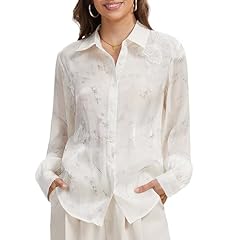 White See Through Silk Texture Button Up Non-stretchy