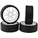 Grey 1:8 RC Buggy Hex 17mm Double 6 Spoke Wheels Rubber Tires with H Pattern