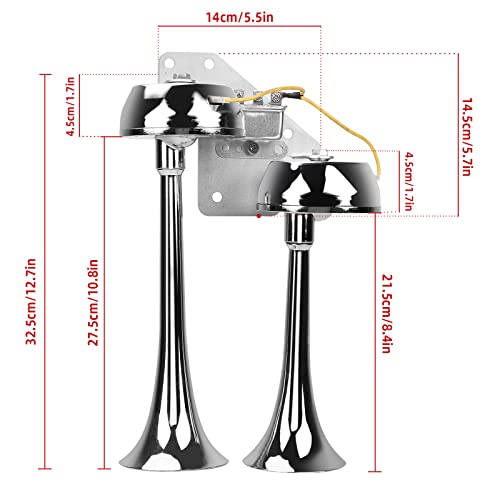 Seineca Electricity Train Horn Kit Loud 12V Universal Stainless Steel Dual Trumpet For Car Motorcycle Pickup Truck With Fixed Bracket And Horn Relay. #TOP4
