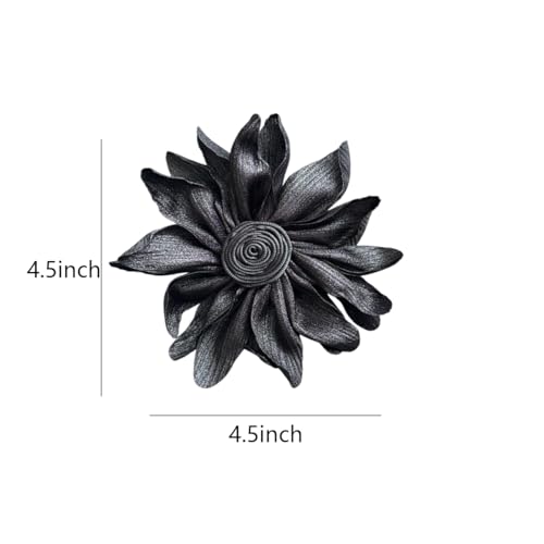 Image of Dainty Satin Fabric Flower Brooches Pin Burnt Edge Black Daisy Brooch Pin Elegant Lapel Pins Christmas Brooches Pin Dress Skirt Scarf Hat Pins Accessories Wedding Party Gift 4IN