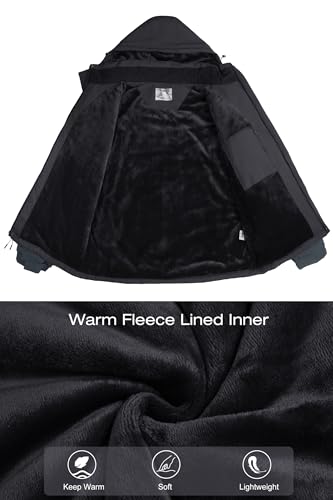 CAMELSPORTS Mens Winter Jacket Waterproof Warm Snow Ski Jackets Faux Fur Fleece Rain Coats with Removable Hood — view 4