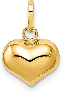 Colar com pingente de coração de ouro amarelo 14 k com pingente de amor bufante joias finas para mulheres presentes para ela, Ouro amarelo Pedra