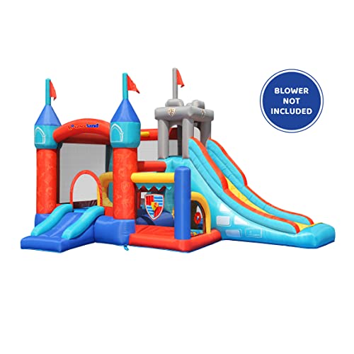 Bounceland Medieval Bounce Castle Bounce House with Slide & Ball Pit [Blower NOT Included], Basketball Hoop and Ball Toss Game Included, Long Fun Slide, Obstacle Courts, Castle Theme - Thumbnail 2