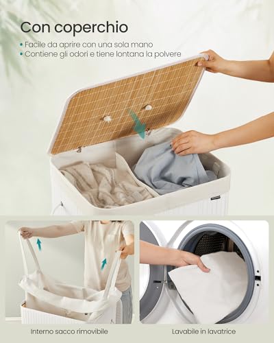 Foto SONGMICS Cesta Portabiancheria Bambù 3