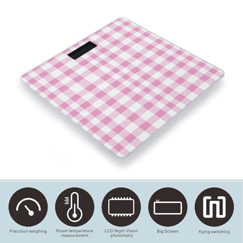 Báscula Digital de Vidrio Templado con Patrón Peach Plaid miniatura 3