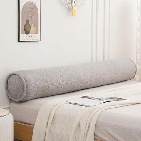 Konelia Body Pillows for Adults Neck roll Pillow for Sleeping Bolster Bed Pillow Decorative Cervical Long Pillow Cylinder Pillows for Knee Leg Neck (Grey, 39.4"x7.9") Cover