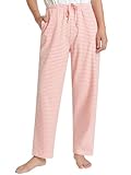 Latuza Women's Petite Pajama Pants Petite Size Cotton Striped Pj Bottoms L Coral