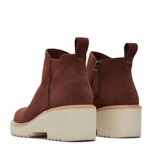 Image of TOMS Women's Maude Wedge Boot, Leather Upper, OrthoLite Insole, Side Zip, Lightweight