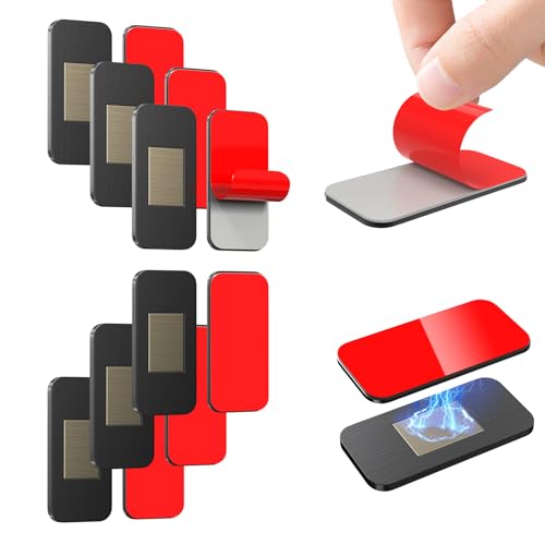 PHIXBEAR 6-Pack No-Drill Invisible Magnetic Cabinet Catches, Stainless Steel with Strong Adhesive for Kitchen, Bathroom & Closet Drawers Black